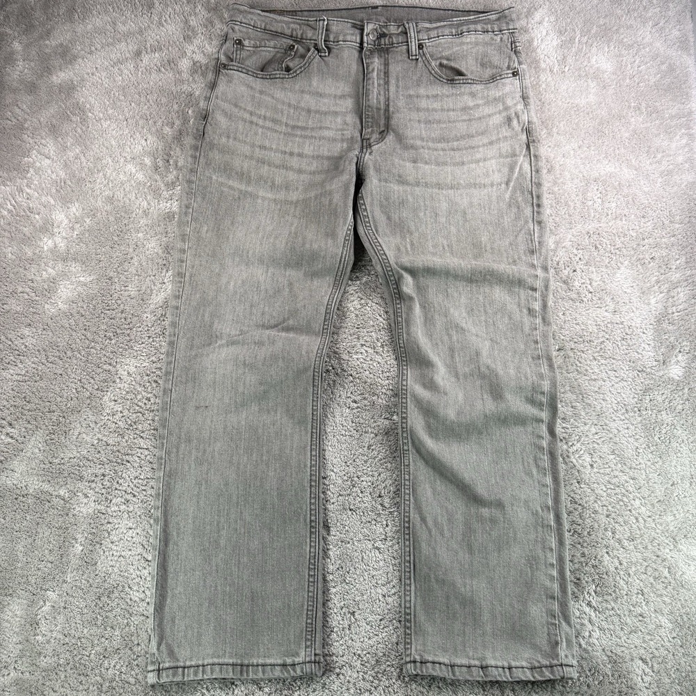 Levis 514 Mens 36x30 Straight Leg Gray Wash Denim Pants Stretch Jeans FLAW